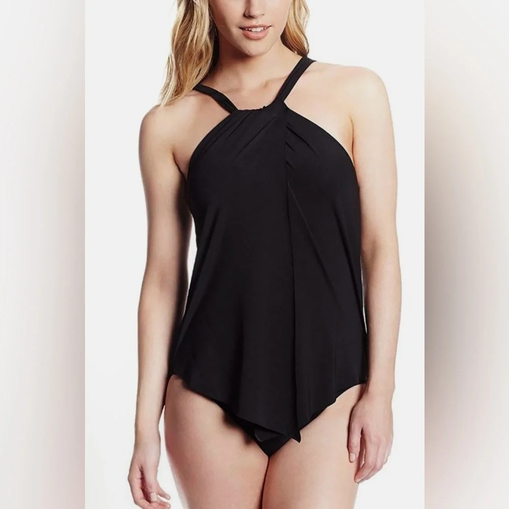 Magicsuit Miraclesuit 8 Black One Piece Swimsuit High Neck Modest Tummy Control